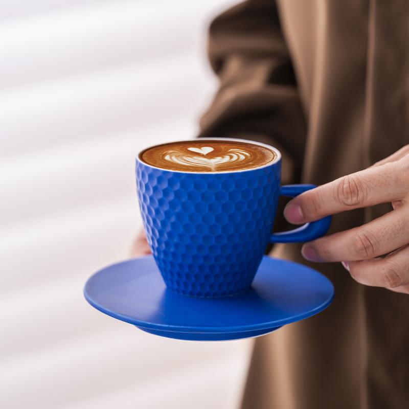 Elegant Handmade Retro Ceramic Coffee Cup & Saucer Set - Coarse Pottery Mug for Pour-Over Coffee