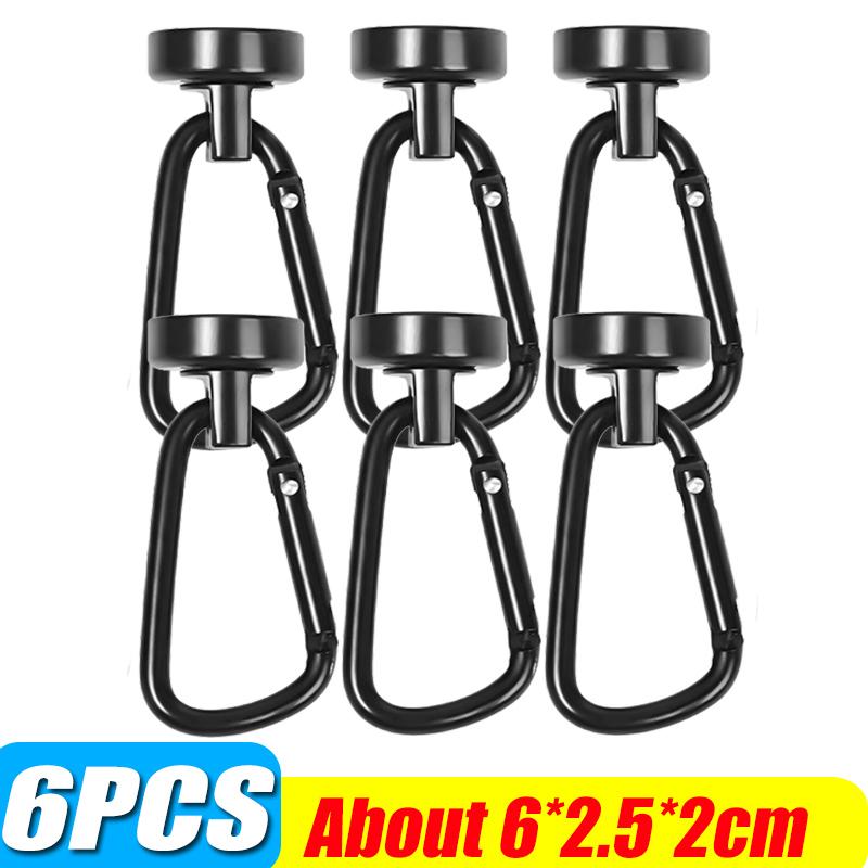 1/3/6pcs Strong Neodymium Magnetic Hook Heavy Duty 360° Rotatable Carabiner Magnet Hooks Home Kitchen Bathroom Hanging Hangers
