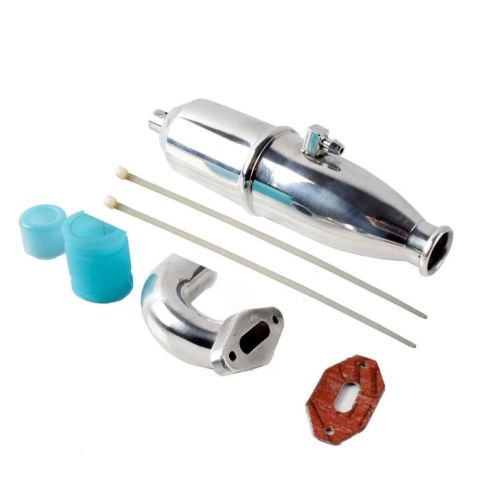 HSP 1:10 Nitro Car Aluminum Exhaust Muffler with Elbow Rubber Hose 102009 02026