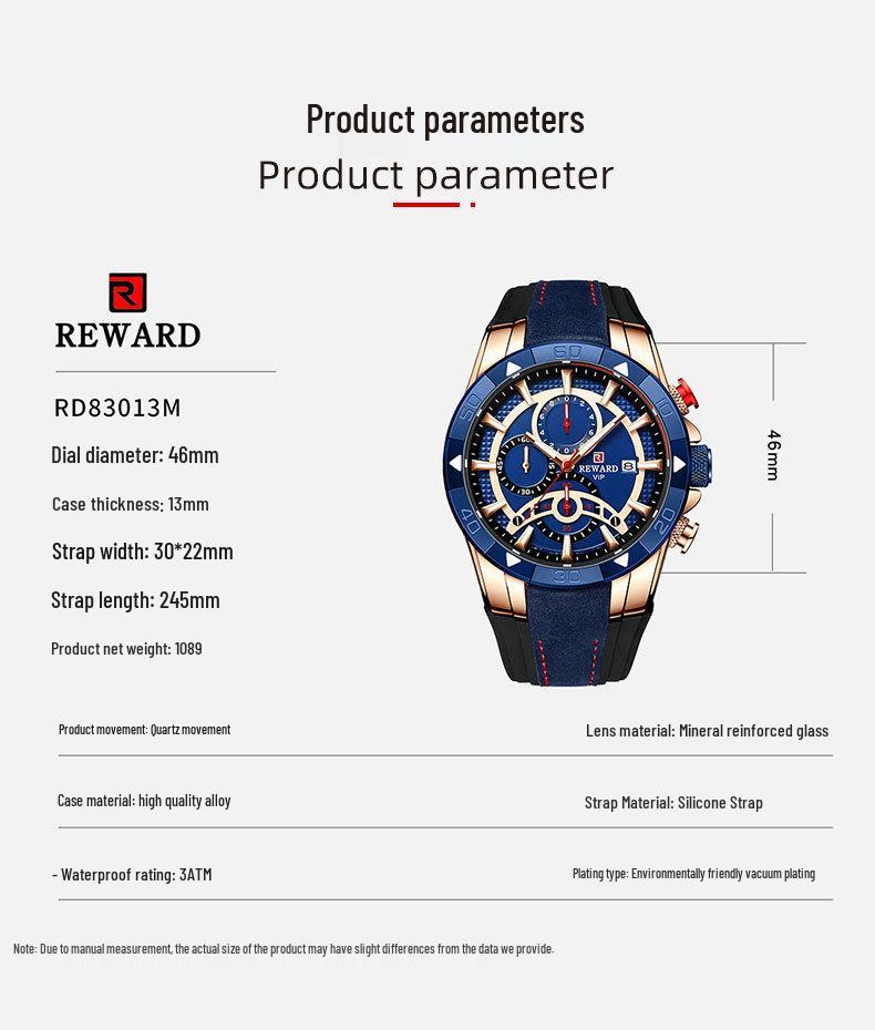 Herren-Chronographuhr - Wasserdicht, Leuchtend, Farbblockiertes Silikonarmband, Sportliches Design