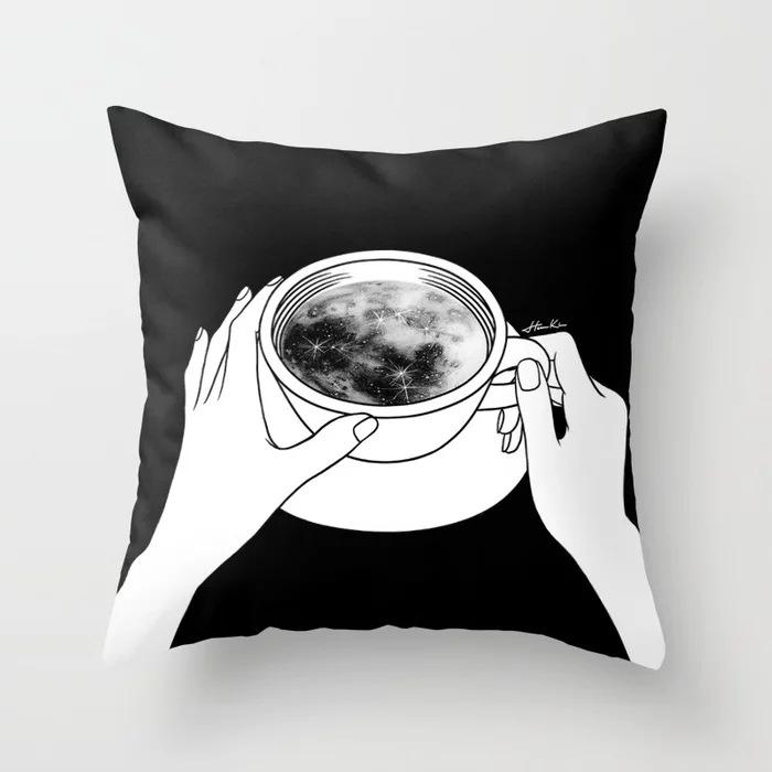 Nordic Black And White Cartoon Portrait Ultra-Short Velvet Pillow Cover Without Core Cushion Cover Premium Durable