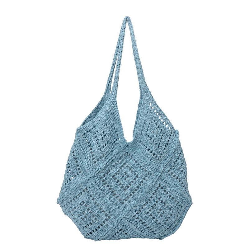 Korean version of fashion hollow knitted bag women's large-capacity seaside vacation shoulder bag versatile woven tote bag