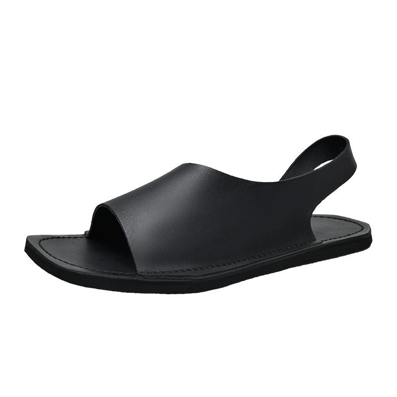 Men'S Summer Outdoor Slippers  Fashionable Simple Sandals Open Toe Anti-Slip Wear-Resistant Flat Beach Shoes