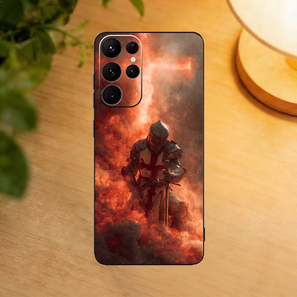 Crusaders Templar Knight phone Case For Samsung S25,24,21,22,23,30,Ultra,20,Plus,Fe,Lite,Note Soft Black Cover