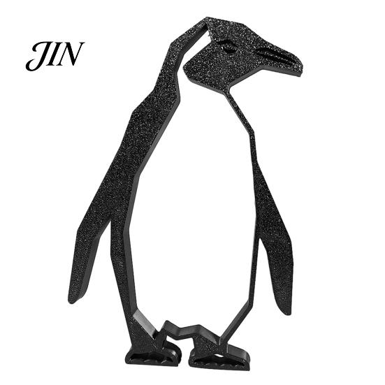 Hollow Design Penguin Geometric Figurine, Black Ornament, 3D Printed Abstract Statue Art for Modern Home Office Desktop Decoration Ornament