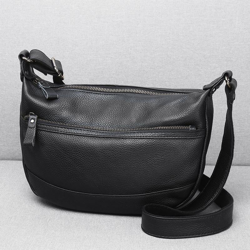 Skórzana Damska Torebka Feiya Ze Skóry Pierwszej Warstwy Krowiej Codzienna Miękka Skóra Torebka dla Kobiety w Średnim Wieku Torba na Ramię Crossbody Torba Półksiężyc