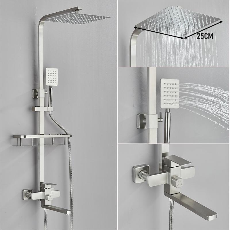 

Набор для душа в ванную из матового никеля, смеситель для ванны горячей и холодной воды, качественный латунный смеситель для душа в ванную, душевой кран, система для душа с дождевой лейкой