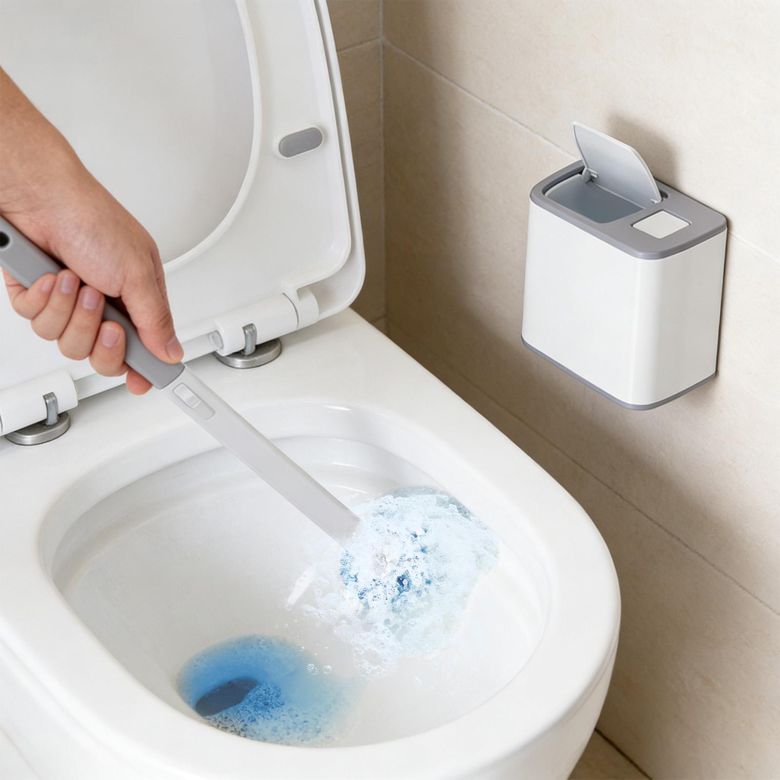 

Toilet Brush with Holder Long Handle Ergonomic Design Durable Bristles Compact Square Base for Bathroom Cleaning One Size білий