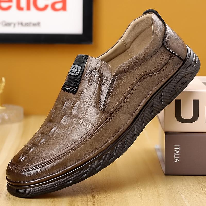 Mens Leather Shoes Luxury Crocodile Pattern Men Business Dress Shoes Casual Social Shoe Male Wedding Footwear