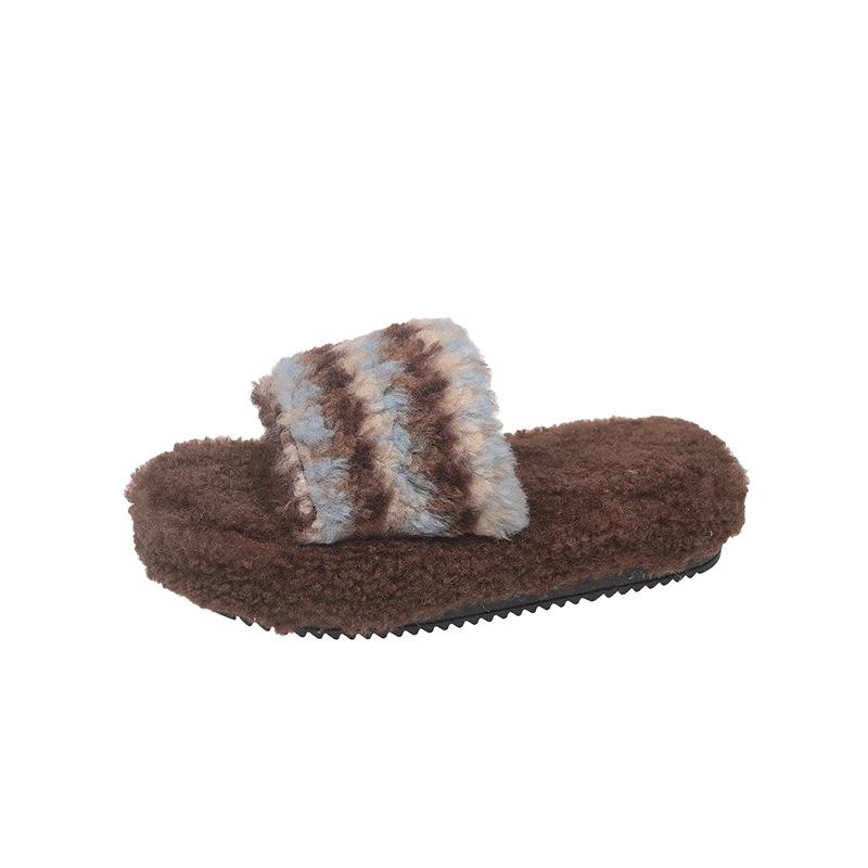 Internet celebrity Mao Mao slippers women wear autumn and winter thick bottom home cotton slippers retro fashion versatile leopard print one-word drag