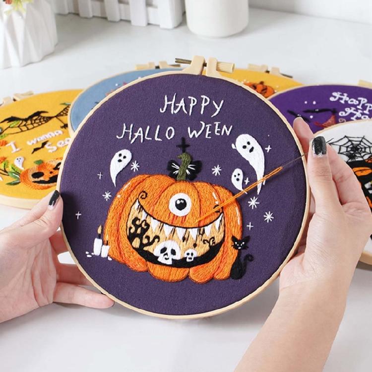Embroidery Stitches Practice Embroidery Kits for Beginner with Halloween Pattern