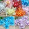 10Pcs Mixed Color Mini Organza Ribbon Bead Flower Wedding DIY Craft Appliques