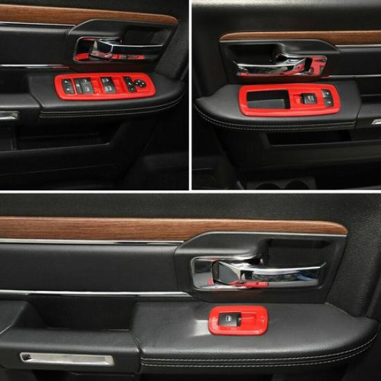 Car Window Lift Switch Button Trim Cover Decor for 2011+ Jeep Grand Cherokee Red