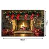 Christmas Fireplace Scene Background 180x10cm Polyester Backcloth For Xmas Photography Home 2025 Party Decorations Banners