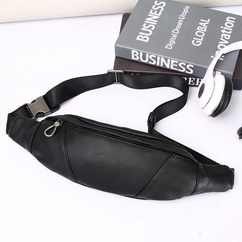 Men'S Cowhide Multi-Functional Fanny Pack Men'S Leather Sports Messenger Breast Bag Mobile Phone Bag Fanny Pack