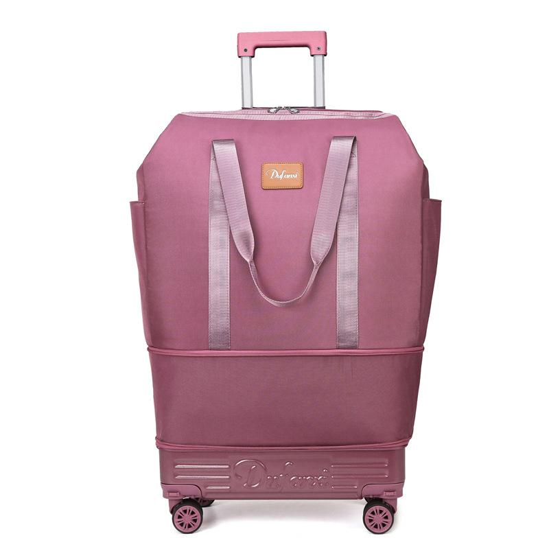 

Сумка-тележка Дорожная сумка Универсальное колесо Съемная Складная Расширяемая Вместимость Можно брать на борт для Деловых поездок К Производству one size fits all розовый