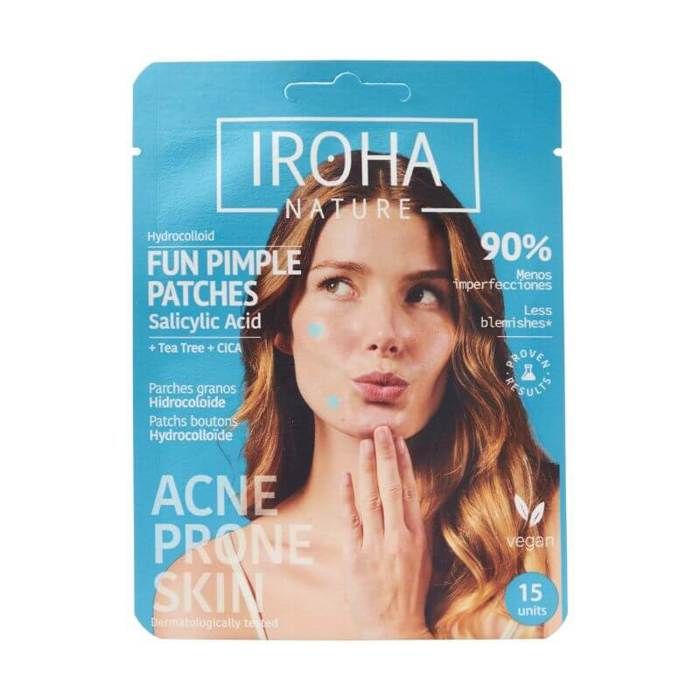 Hydrokolloid-Pflaster gegen Unreinheiten - IROHA - Fun Patches - 15 Pflaster - Salicylsäure & Teebaum - Beseitigt Pickel in 8h