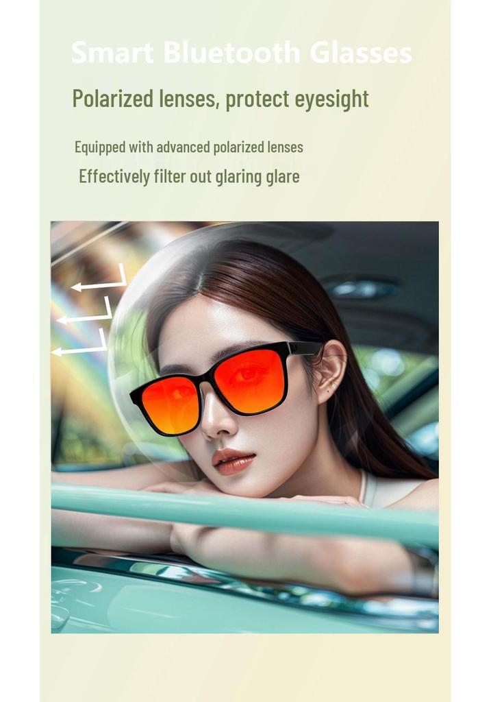 Smart Bluetooth Glasses with Polarized Anti-UV Lenses for Music, Calls, Navigation - Ideal for Driving and Fishing