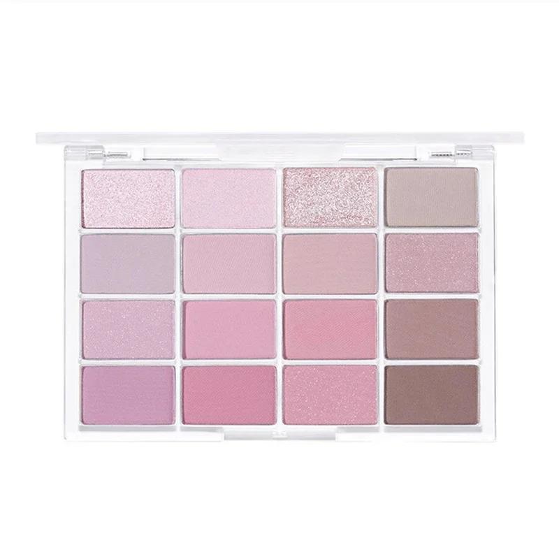 16 Colors Eyeshadow Palette Low Saturation Rose Pink Pearly Matte Glitter Eyeshadow Shiny Eye Shadow Long-lasting Eye Makeup