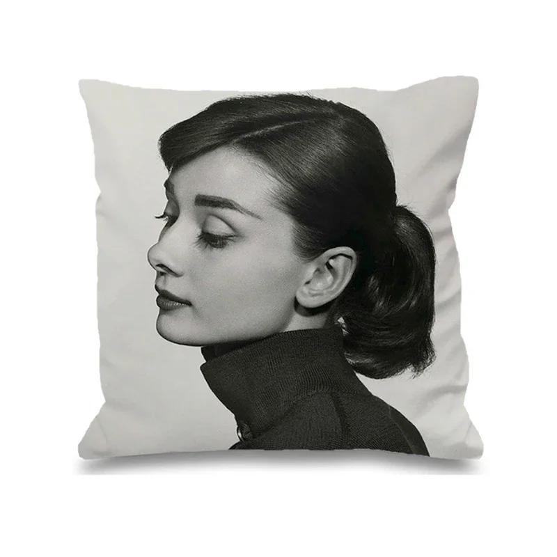 Audrey Hepburn Kissen Stuhlkissen Heim und Dekoration Doppelbettwäsche Kissenbezug Dekor 40x40 Kissenbezüge Dekorative Hülle