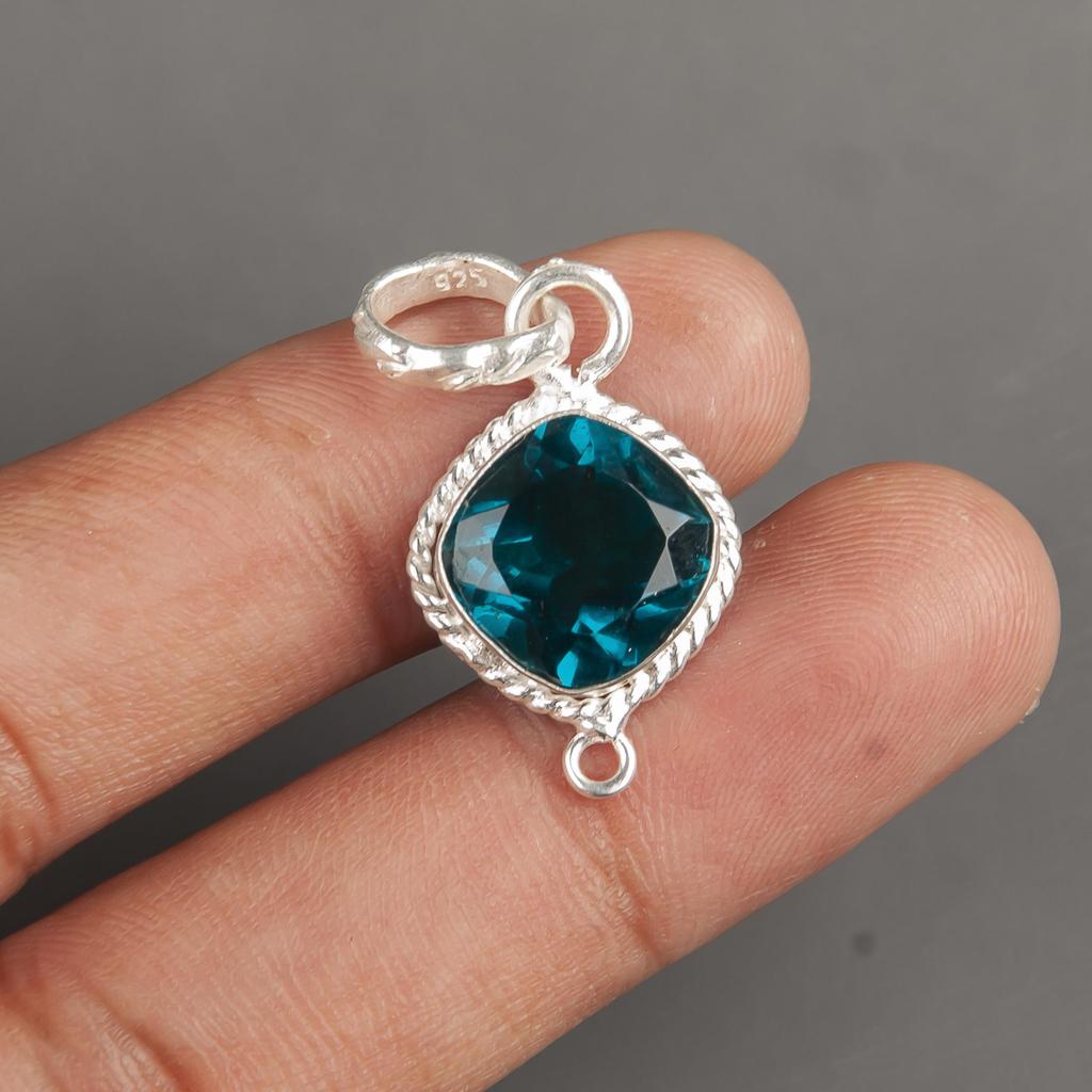 Apatit Handgefertigter Silberschmuck, 925 Sterlingsilber Anhänger, Handgefertigter Schöner Edelsteinanhänger, Zierlicher Apatit-Anhänger für Sie