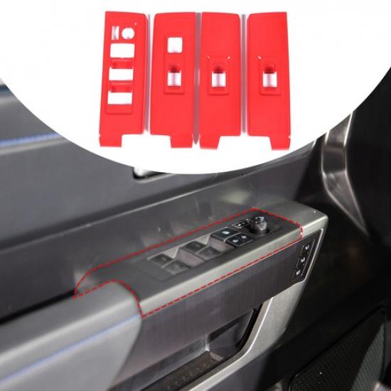 Sport Red Window Glass Lift Switch Button Frame Cover Trim For Toyota Tundra