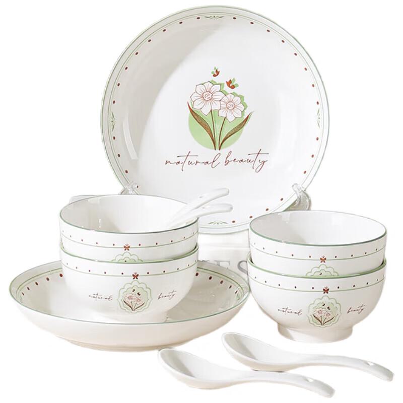 Tang Hui Flower Language 10-Piece Retro Ceramic Dinner Set