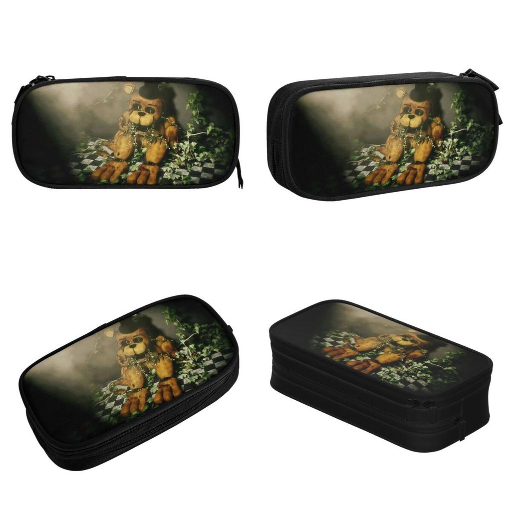 Large Capacity Pen Box Springtrap Fnaf Merch Double Layer Pencilcase Girl Makeup Bags Birthday Gift
