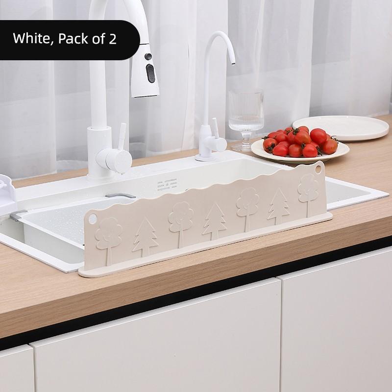 Kitchen Sink Water Barrier, Sink Countertop Suction Cup Waterproof Board, Silicone Water Barrier Strip, Anti-Splash Water Partition