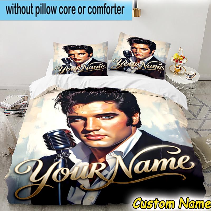 3pcs Custom Name Rock Star Performance Bedding Set Includes 1 Duvet Cover & 2 Pillowcases for All Seasons Dormitory Home Decor Christmas gifts