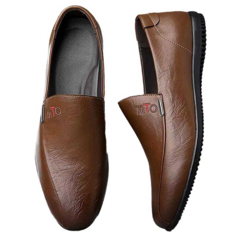 British style men's leather shoes breathable and comfortable Doudou shoes leather shoes soft sole soft surface driving casual men's shoes