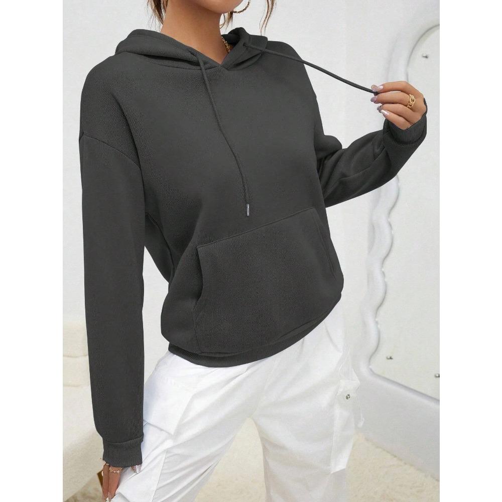 Solid Color Casual Hoodie For Female Pocket Creative Hoody All-Match Street Clothes Womens Fleece Unisex Pullovers