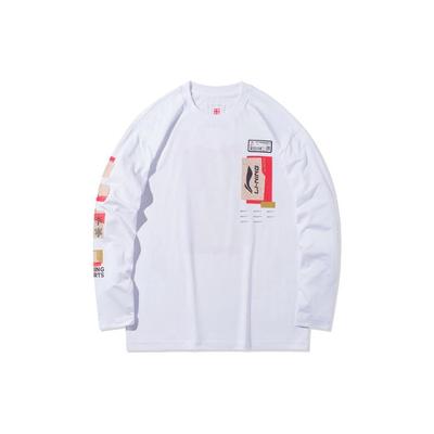Li Ning Sports Basketball Series Casual Loose Long Sleeve T-Shirt Unisex Tops White AHSR823-1