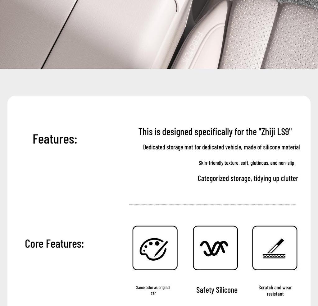 Zhiji LS9 Center Console Silicone Anti-Slip Wireless Charging Mat for 26 Car Models