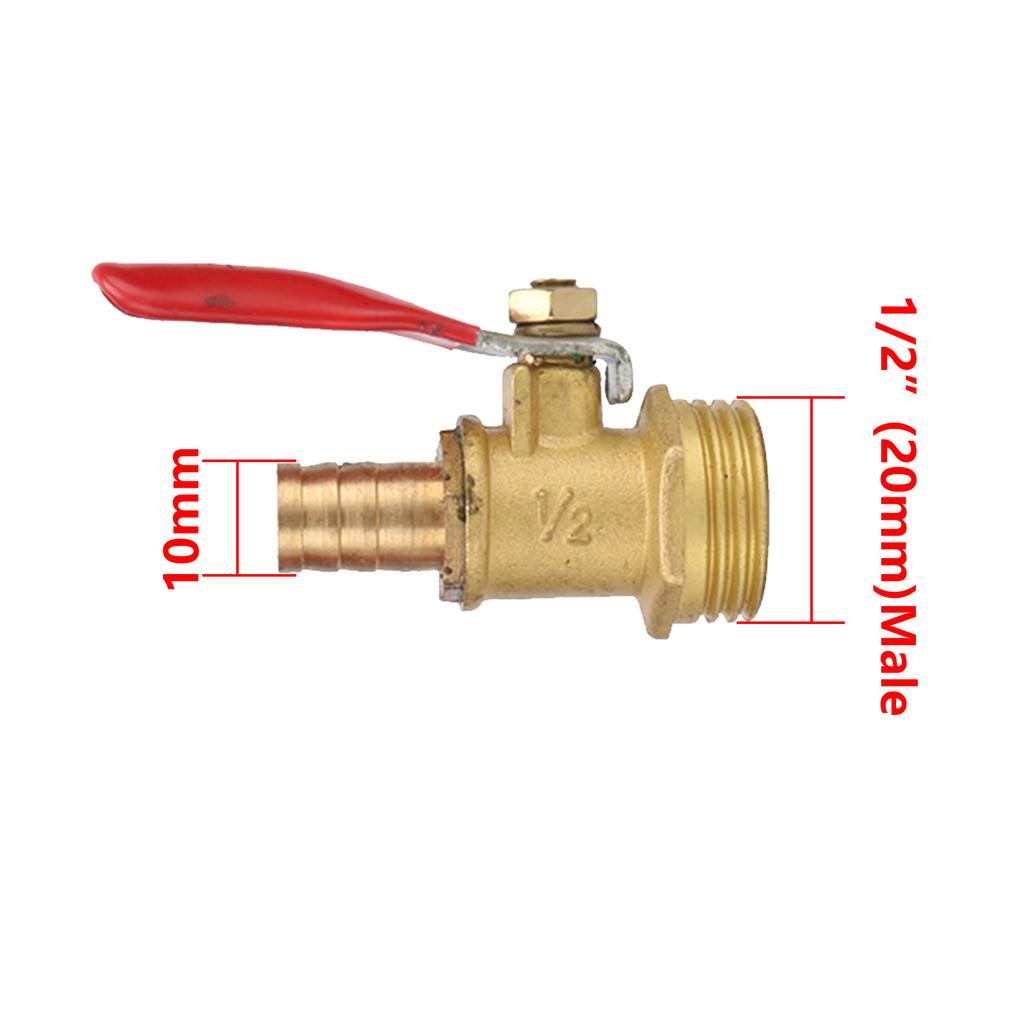 Brass Ball Valve 1/8" 1/4" 3/8" 1/2" Male Thread*6/8/10/12mm Barb Pipe Tail Water Connector Shut Off Waterstop Water Controller