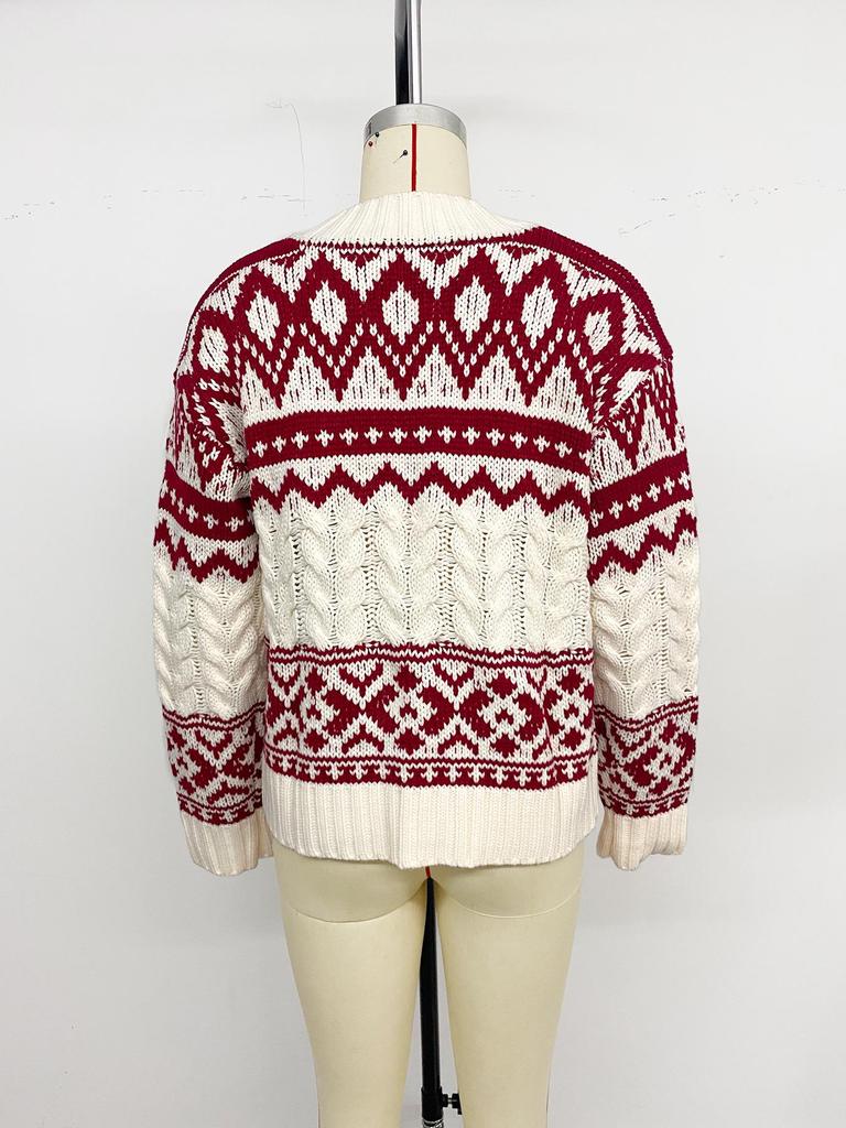 Vintage Jacquard Pullover Women's Christmas Sweater