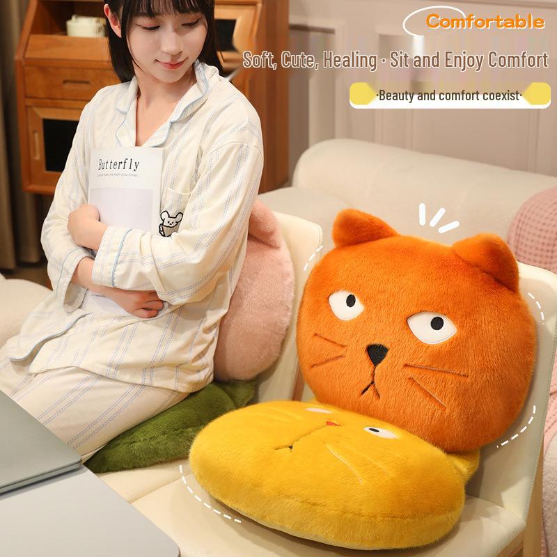 Cartoon Cat Face Cushion Pillow for Sofa, Car, or Seat