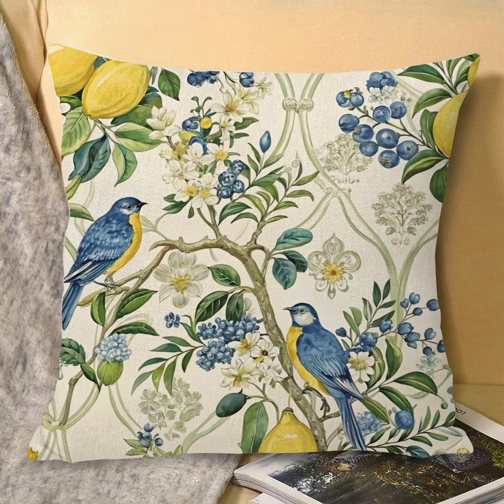 Greek Vacation Style Cushion Cover Natural Linen Organic Fabric Double-Sided Printing Sofa Home Decor Gift Pillow Cover