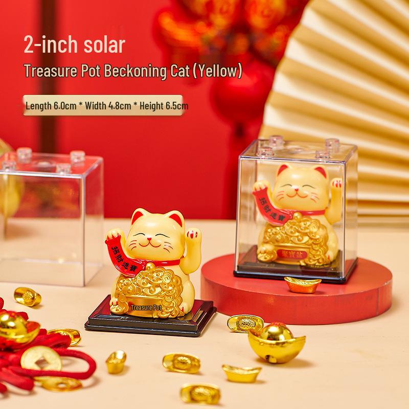 Solar Powered Waving Lucky Cat - Automatic Fortune Cat for Home, Desktop, or Car Decoration