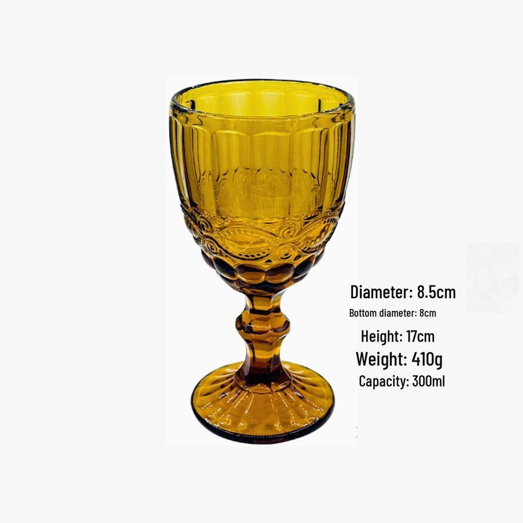 Vintage Embossed High-Footed Red Wine Glass with Bubbles - Wedding Decoration, Child-Friendly, Thickened Design