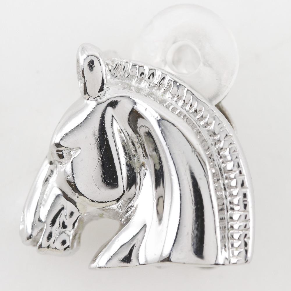 Hermes Shuval Earring Hose Motif Silver Metallic 10.5g Women Used