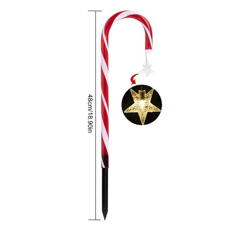 Christmas Candy Cane Lights Solar Powered Christmas Decorations Stake Lights 1 To 8 LED Stake Lights Floor Lamp With Star