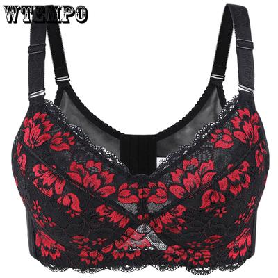 Women's Full Coverage Underwired Lightly Lined Lace Bra Plus Size Minimizer Bra 34 36 38 40 42 44 46 48 B C D E