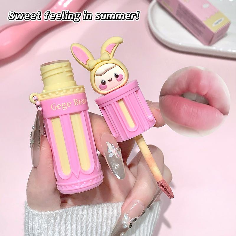 Gege Bear 'Cartoon Plush Long-Lasting Lip Balm in Six Colors (Silky Matte, Natural Mild Lip Gloss, Gift)