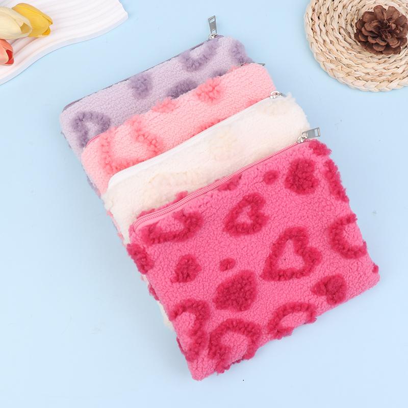 Plush Makeup Bags Soft Travel Cosmetic Storage Bag Portable Love Print Organizer Pencil Case Cute Clutch Pouch