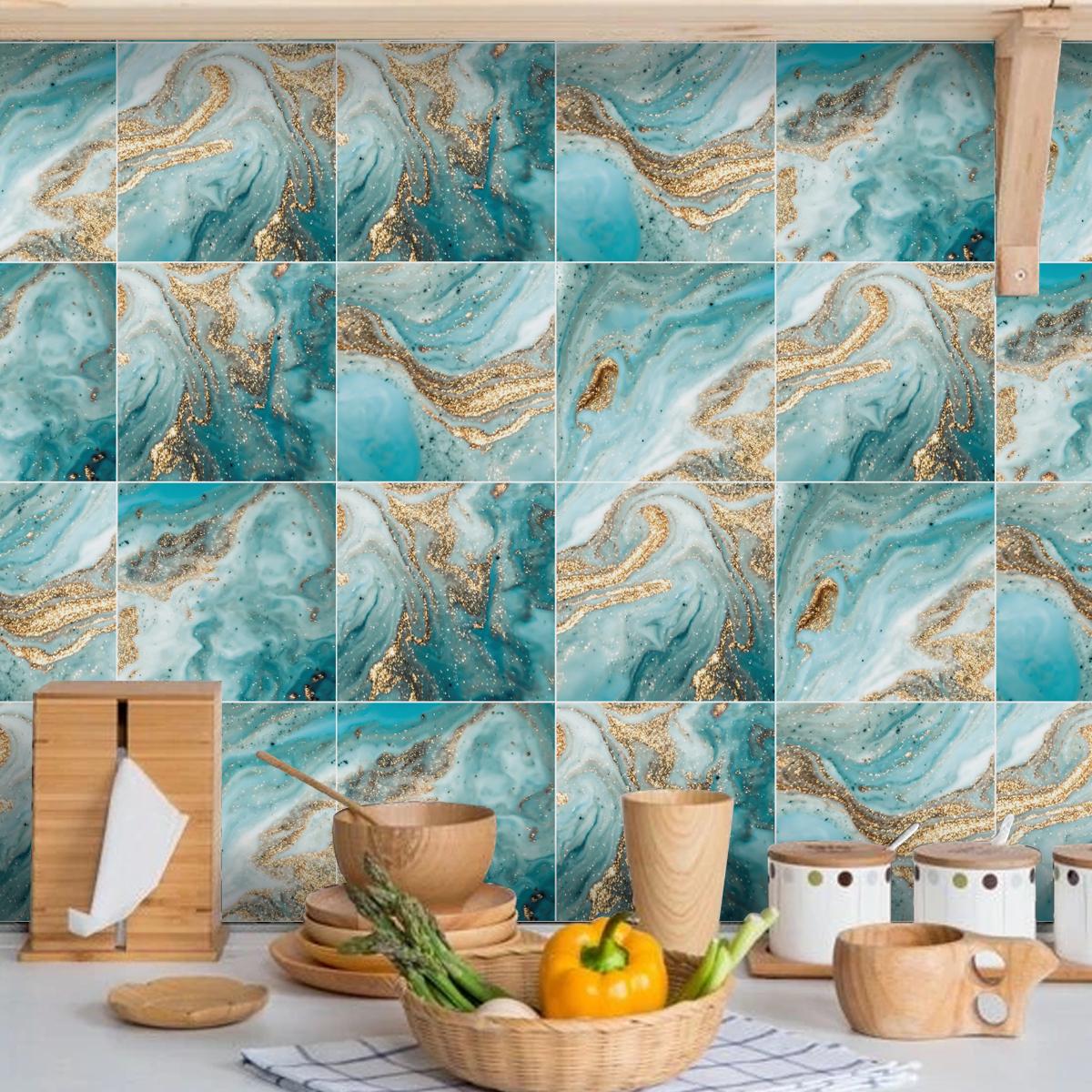 Azulejo De Color Turquesa Y Palillo Del Suelo - Mi Hogar