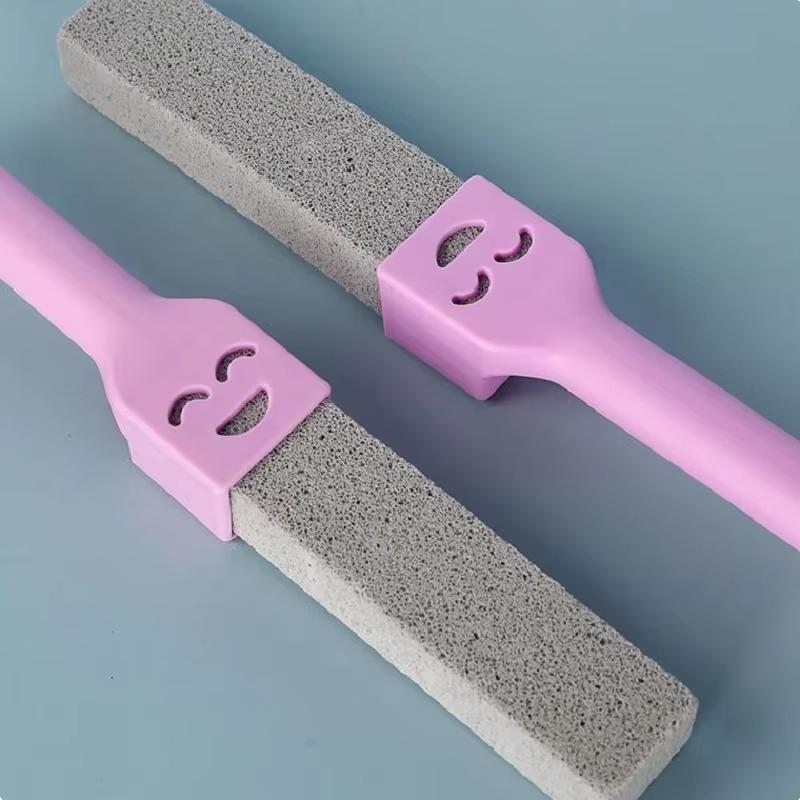 Pumice Stone Cleaning Stick Set - Stain & Rust Remover for Toilet, Kitchen, Bathroom Tiles, and Sinks - Includes Handle Brush