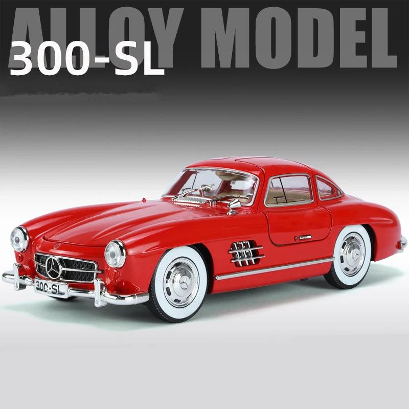 New 1:24 Mercedes-Benz 300SL Alloy Car Model Diecast Metal Classic Vehicle Car Model Simulation Sound Light Collection Toy Gift