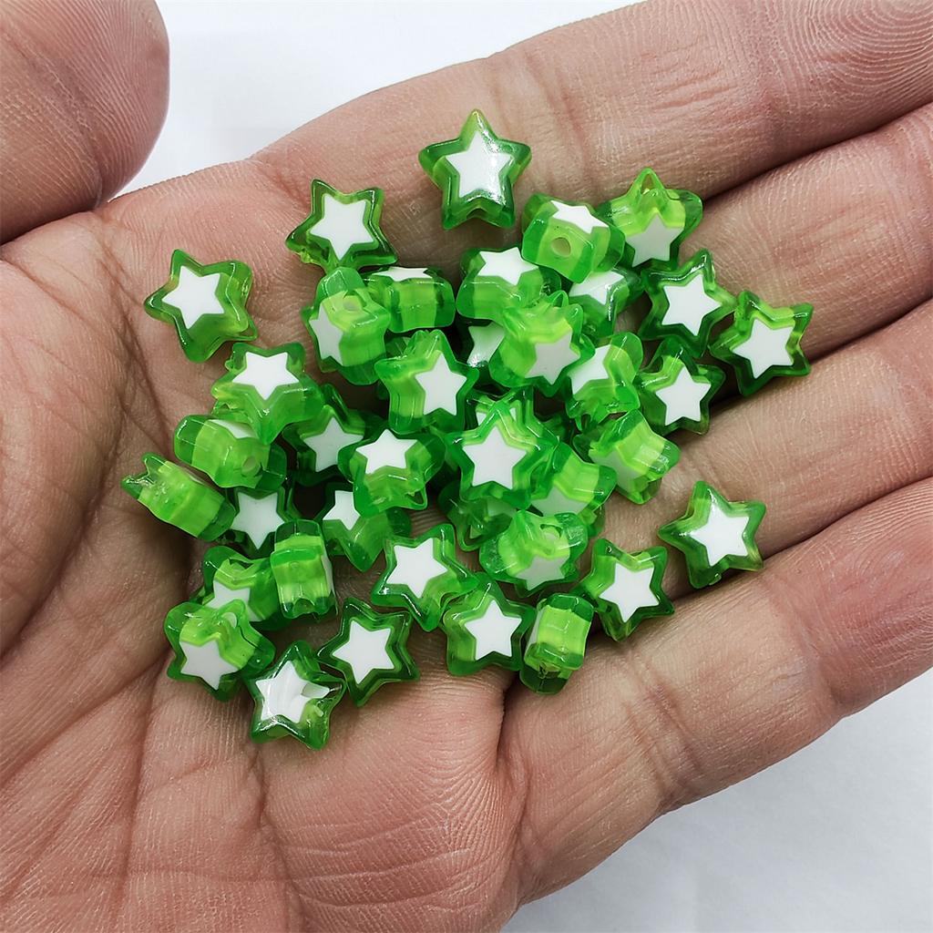 200 Stück Perlen für DIY handgefertigtes Material, Acrylperlen, 10 mm, Herz-Stern-Perlen, lose Perlen, Schmuckherstellung, Zubehör, Bonbonfarben, Kunsthandwerk