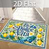 La Dolce Vita Lemon Print Doormat Italian Mediterranean Design Non Slip Floor Mat for Home Decor